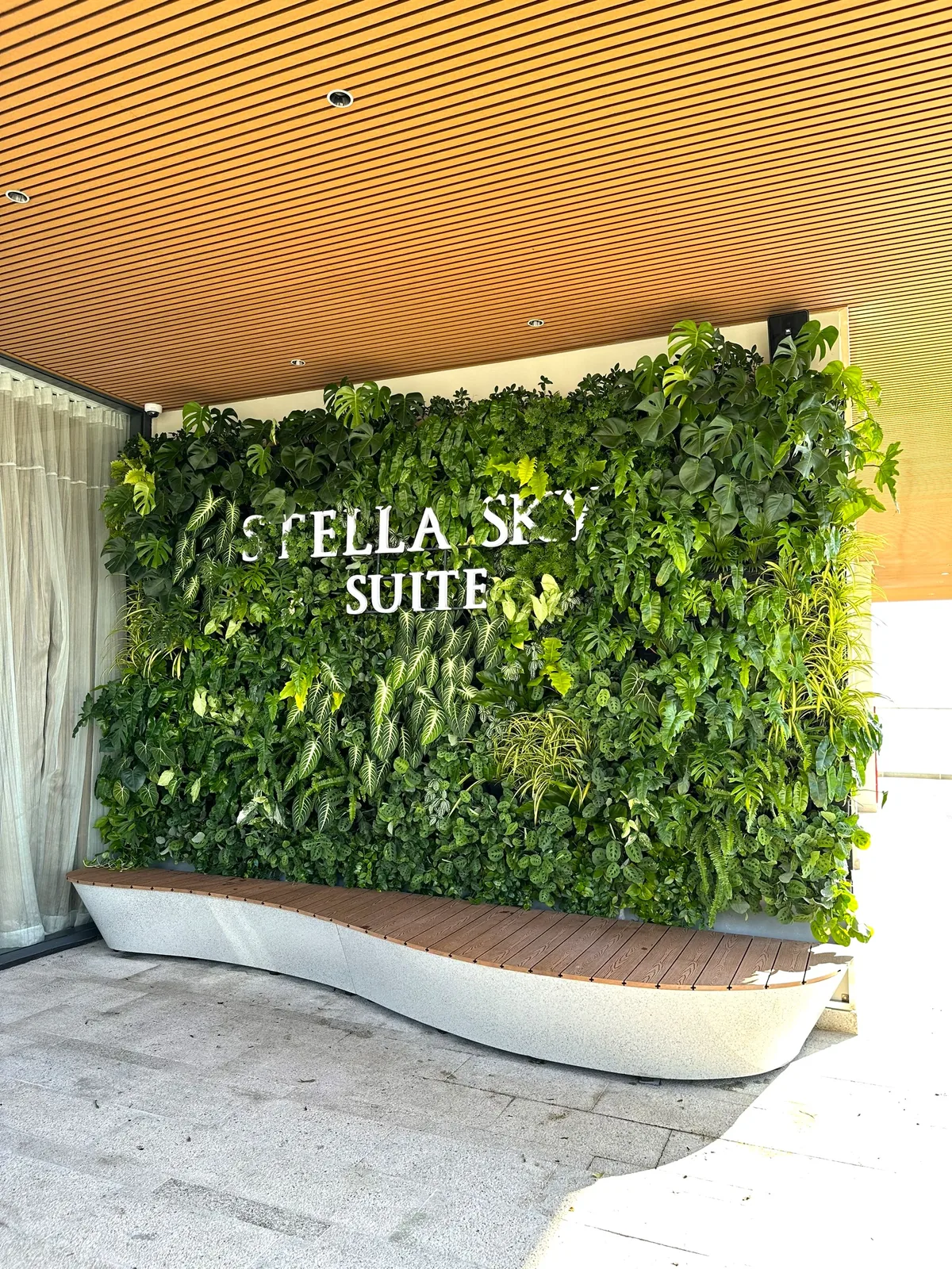 góc rộng tường cây ngoài phòng President Suite Stella Sky Suite dưới mái sảnh