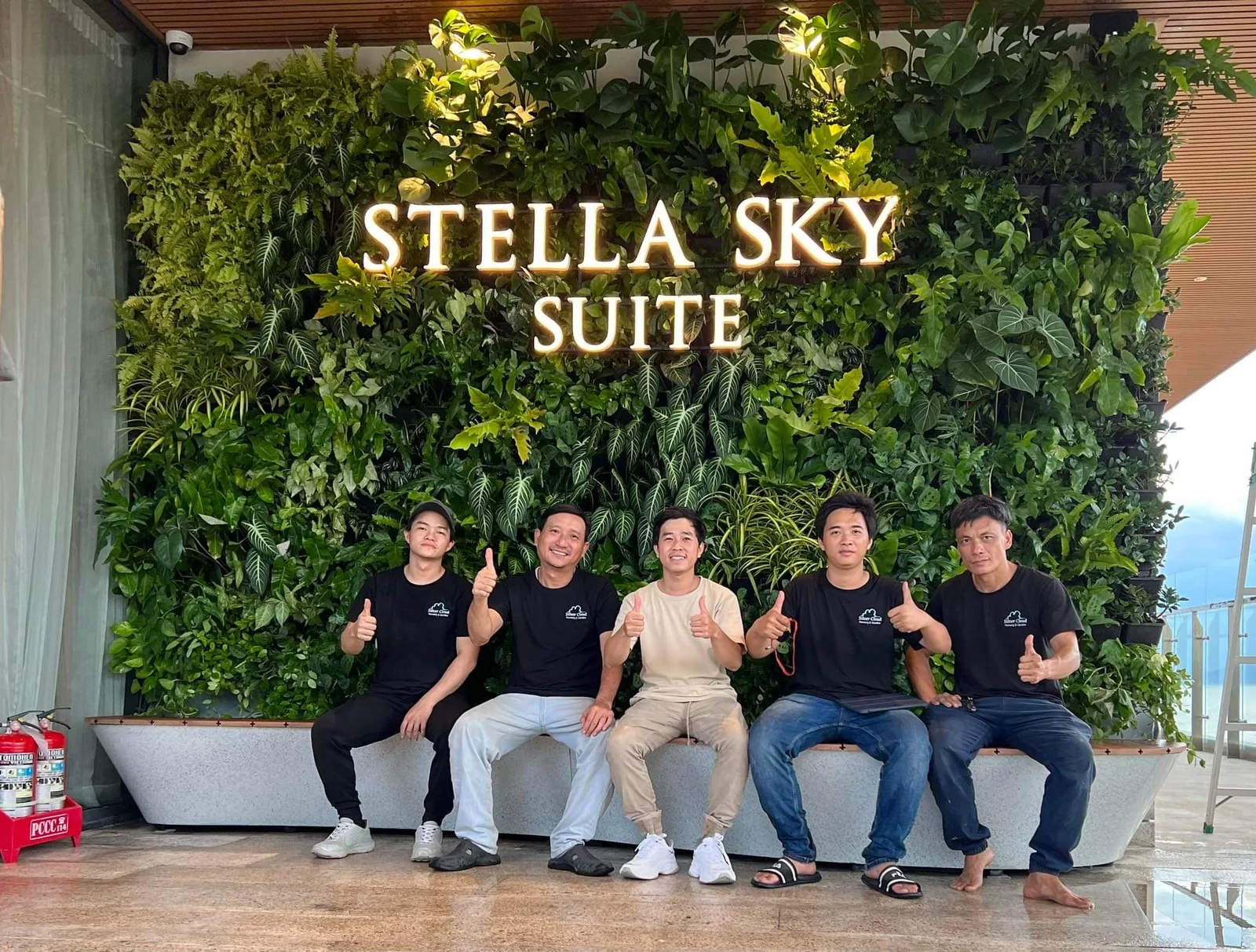 ảnh hoàn thiện tường cây President Suite Stella Sky Suite cùng đội thi công